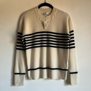 Madewell Cashmere Sweatshirt Sweater in Nautical Stripe Size XXS Navy $128 KI583